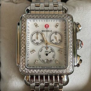 Michele Deco diamond chronograph bracelet watch 33mm